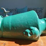 Turquoise glazed terracotta fountain