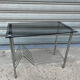 Coffee table, vinyl storage or metal and smoked glass occasional furniture