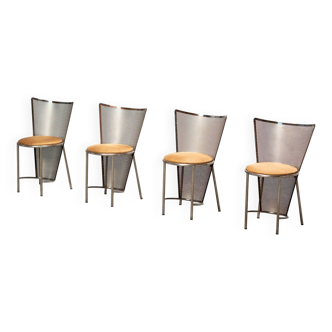 Frans Van Praet ensemble de quatre chaises Sevilla postmoderne 1990