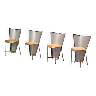 Frans Van Praet set of four postmodern Sevilla chairs 1990