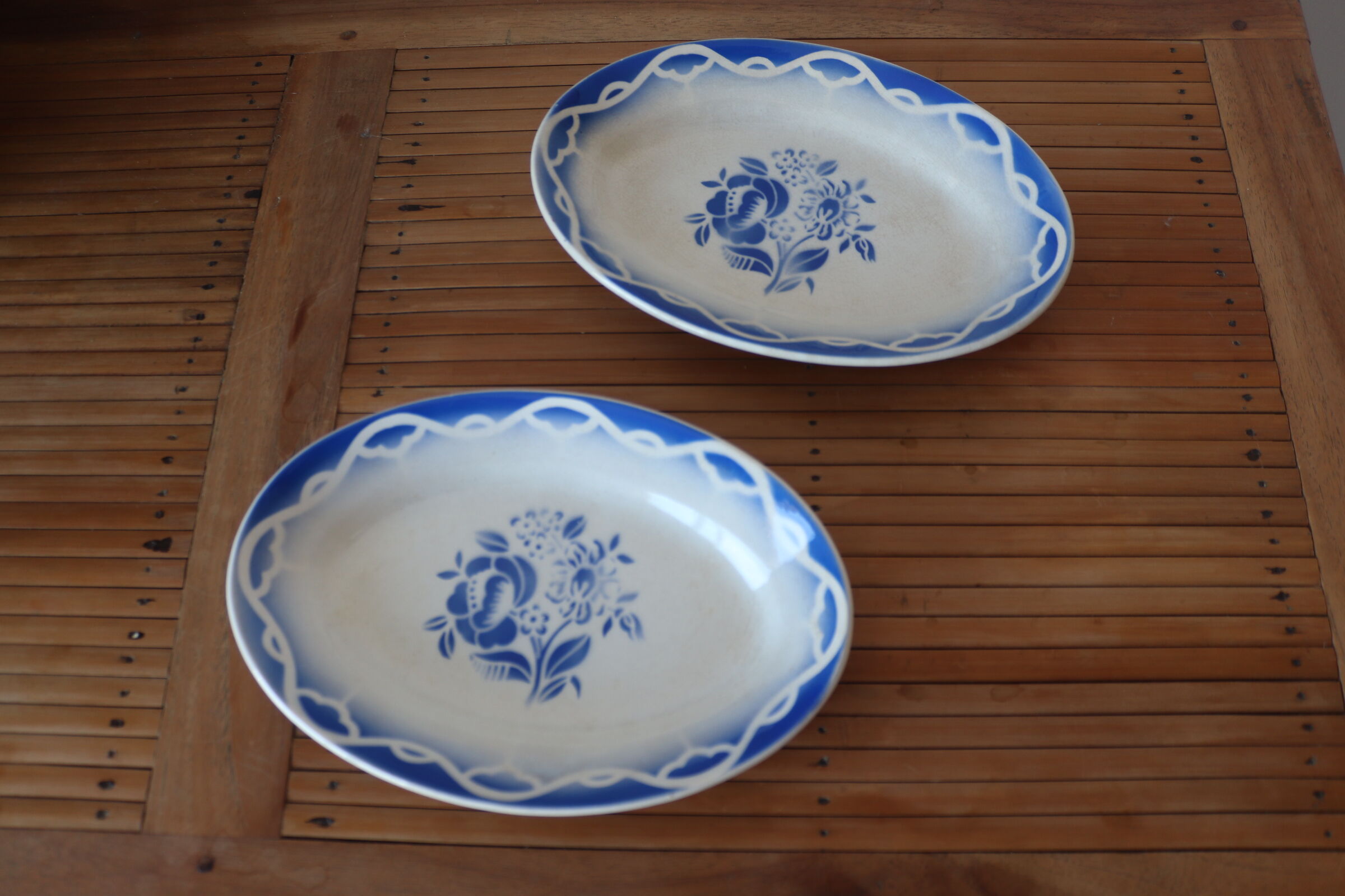 Deux raviers bleus "Odette" Digoin Sarreguemines
