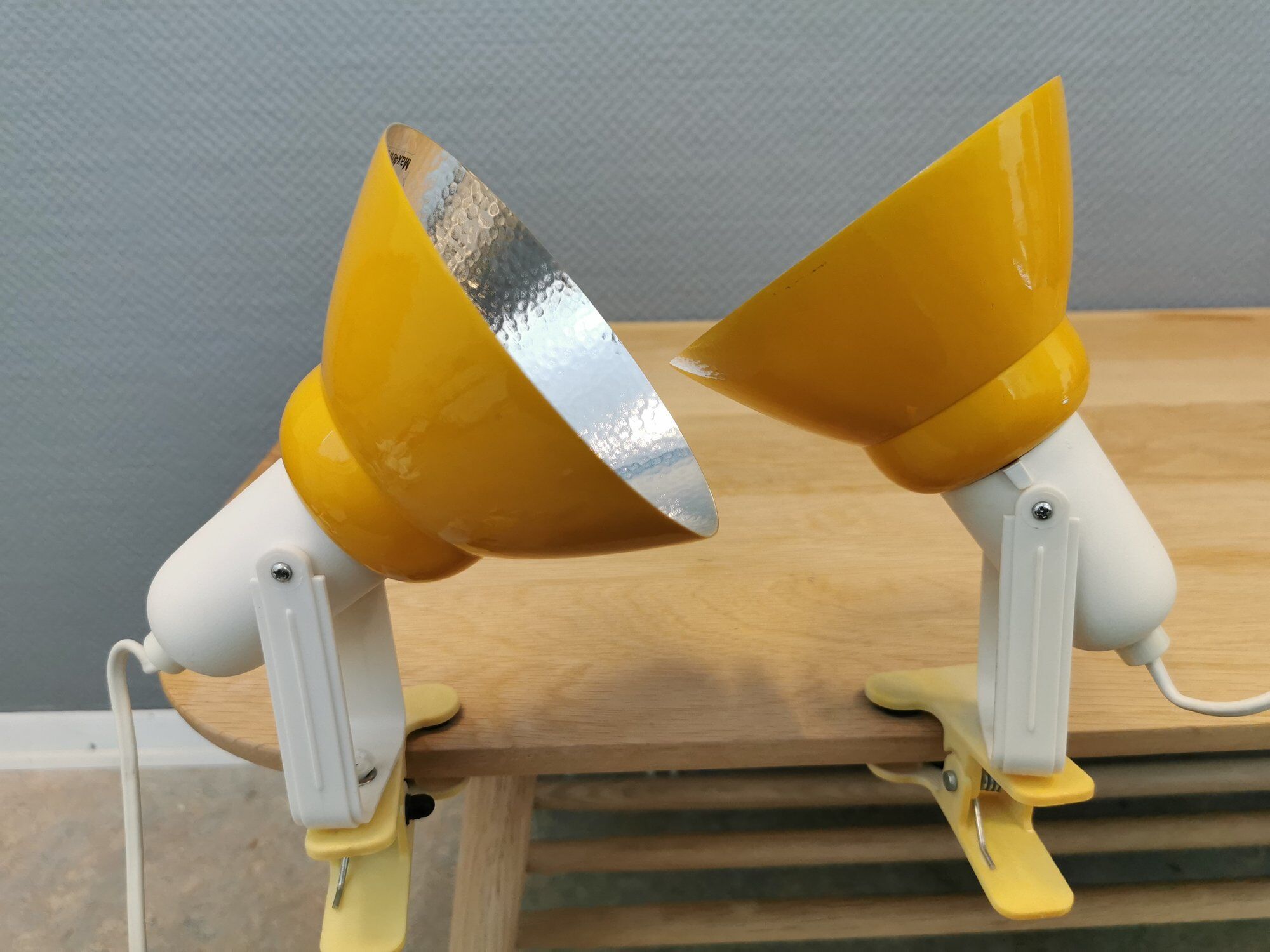 Two vintage Ikea, shelf/rack/clip lamps