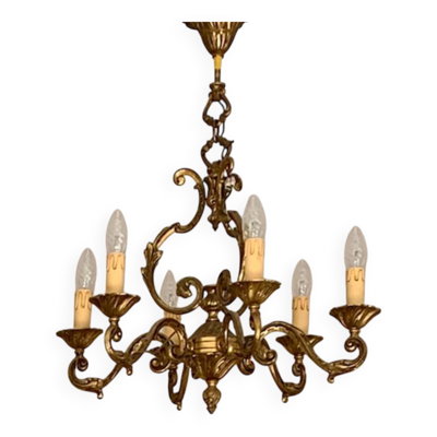 Lustre chandelier 6 branches en bronze