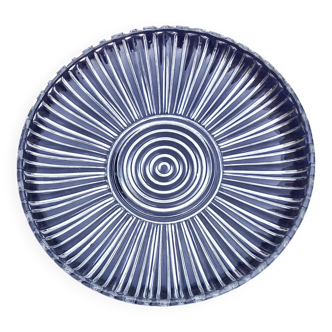 Vintage transparent ribbed presentation plate