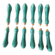 12 Old Duck Knife Holders in Green Ceramic