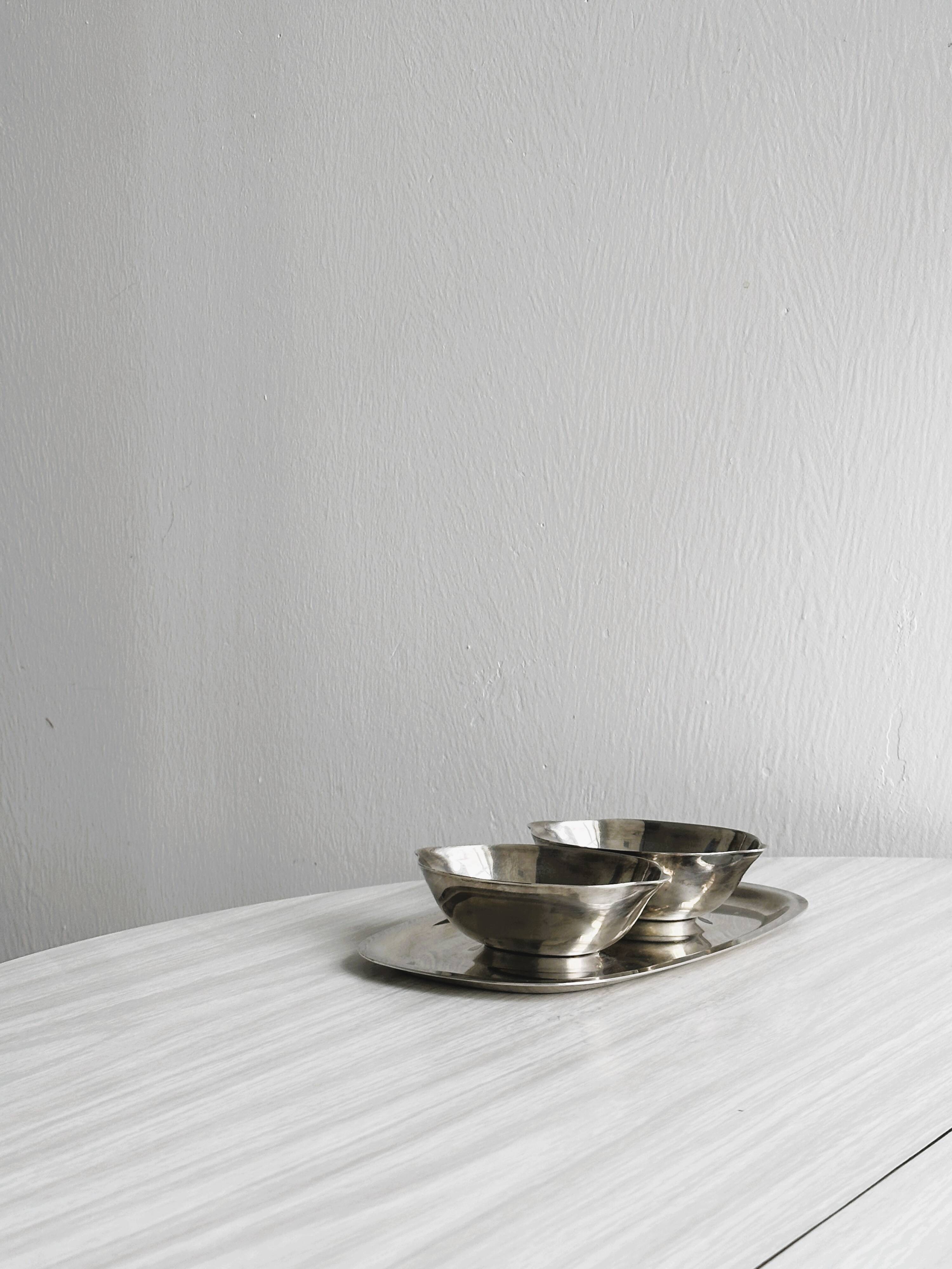 Fixed sauce boats on stainless steel tray