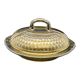 Butter dish or "little casserole" in black colored glass honeycomb pattern