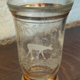 Screen-printed vase decorated with doe and deer 40s