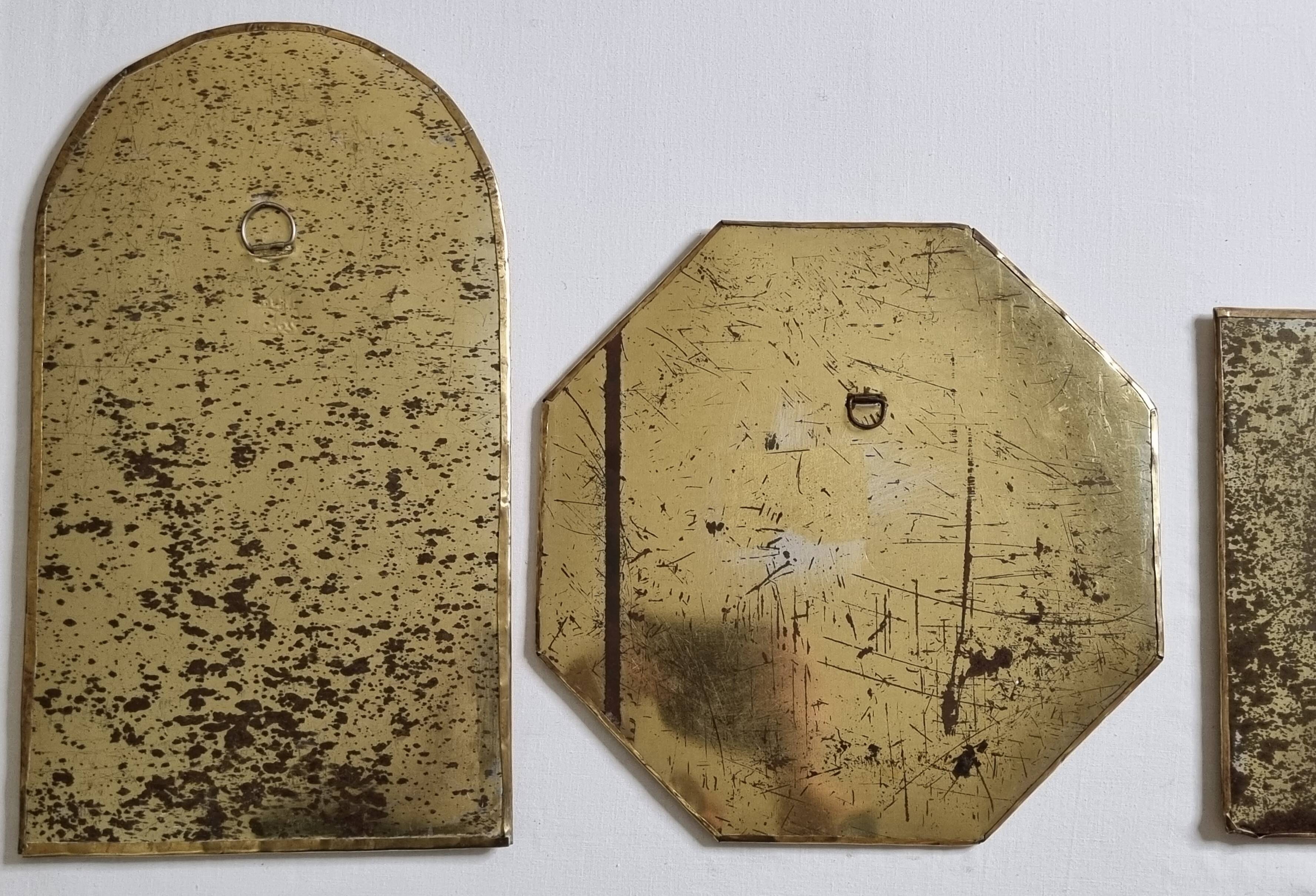 Set of 3 wall mirrors in brass, Moroccan craftsmanship, 20 cm