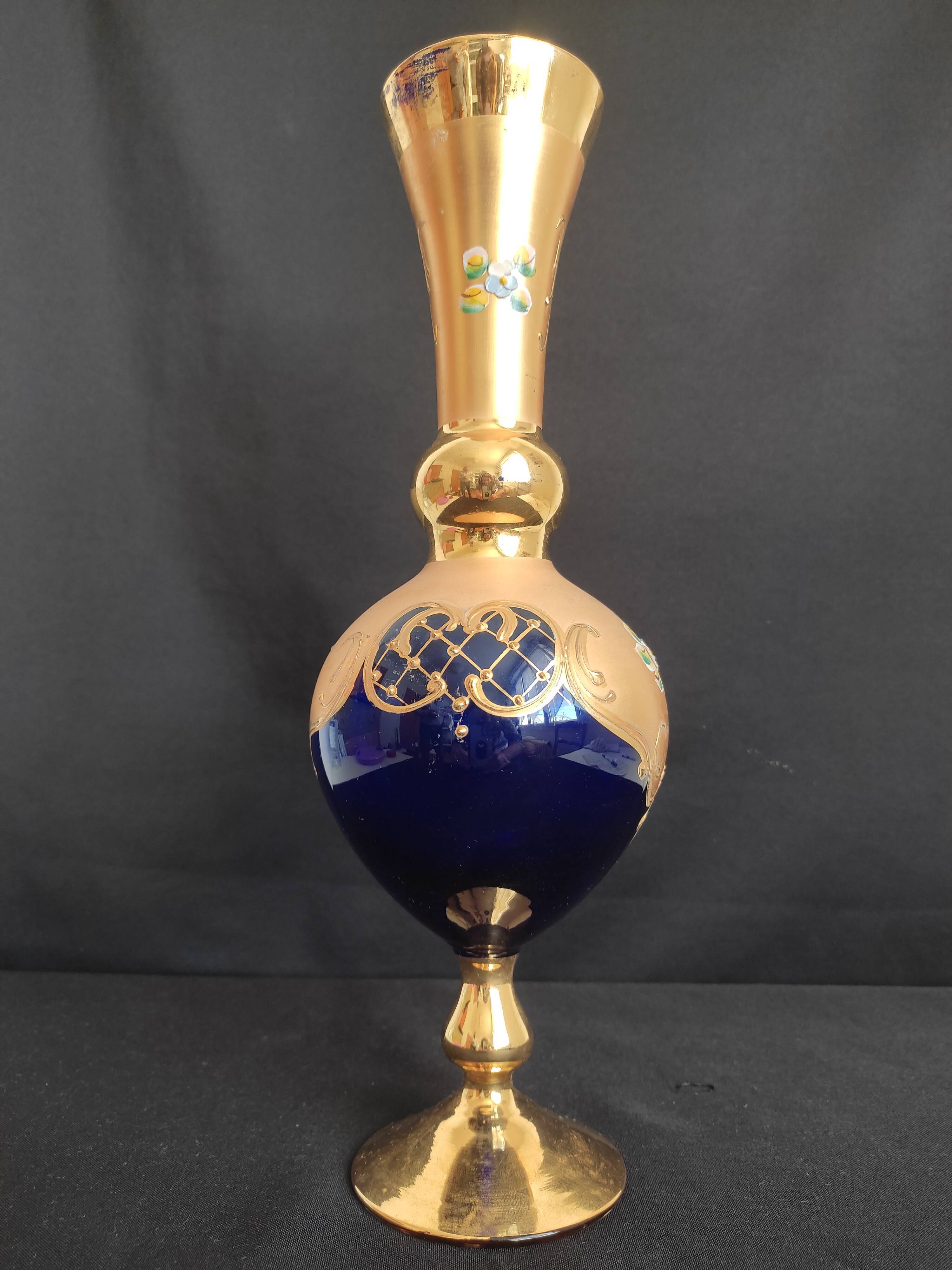 Gold and midnight blue vase