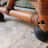 Table basse bambou à roulettes