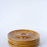 Set of 6 Moulins des Loups oyster plates, Mustard, 1960