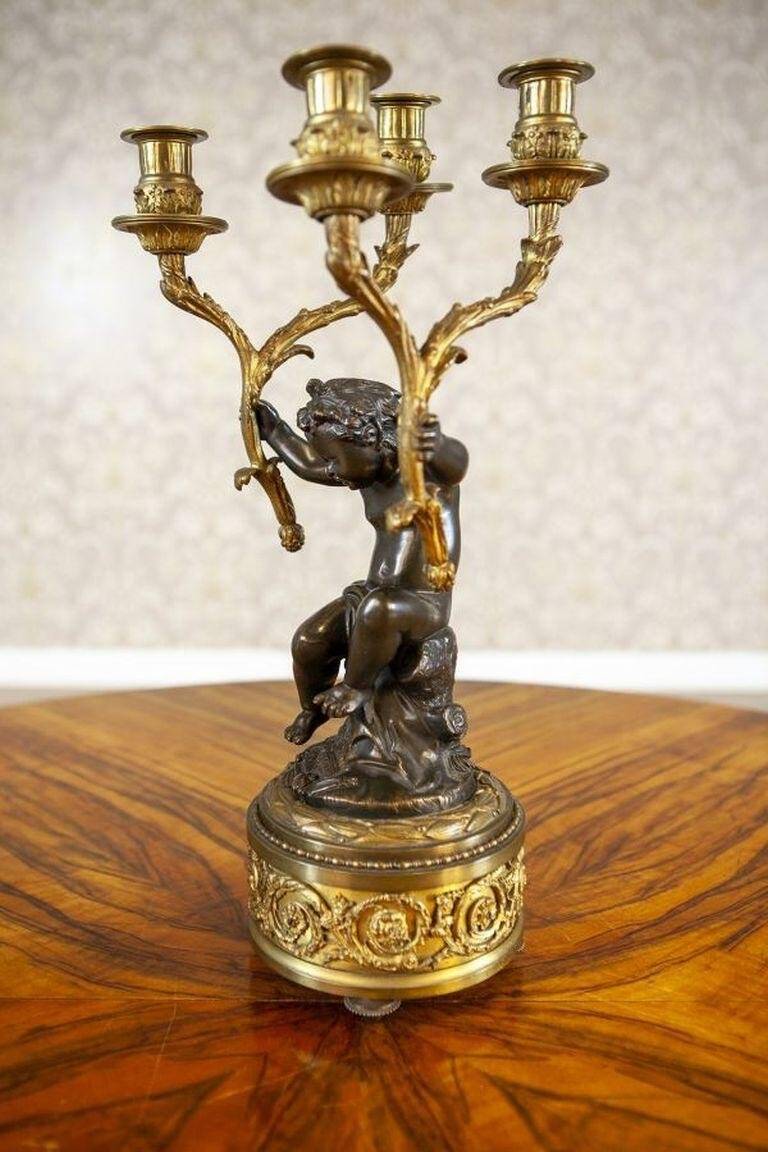 Bronze Four-Armed Candelabras, Set of 2