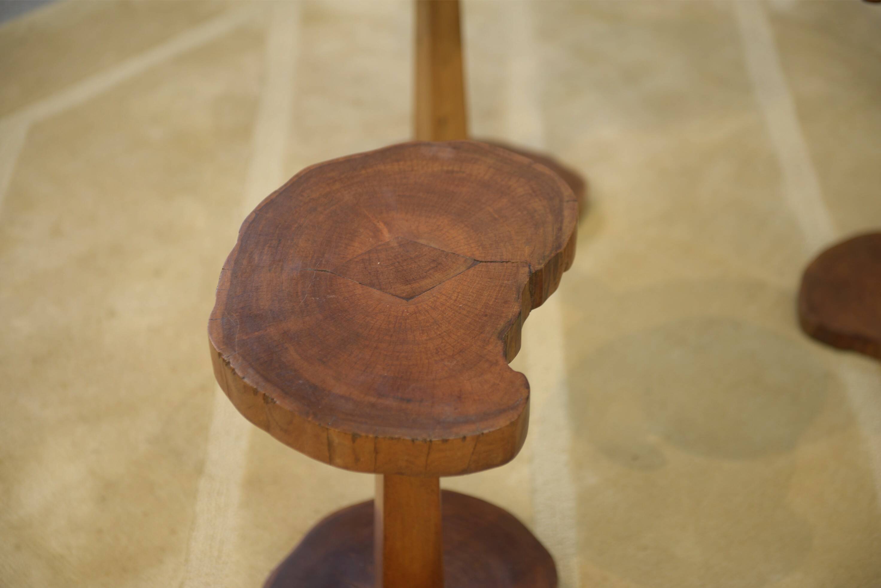 Ensemble de 5 tables d’appoint brutalistes en palissandre 1960’s