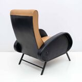 Pair of Marco Zanuso Mid-Century Modern Italian Leather Reclining Armchairs