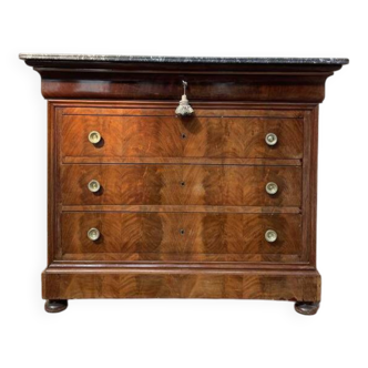 Commode époque Restauration 1830 en placage de noyer