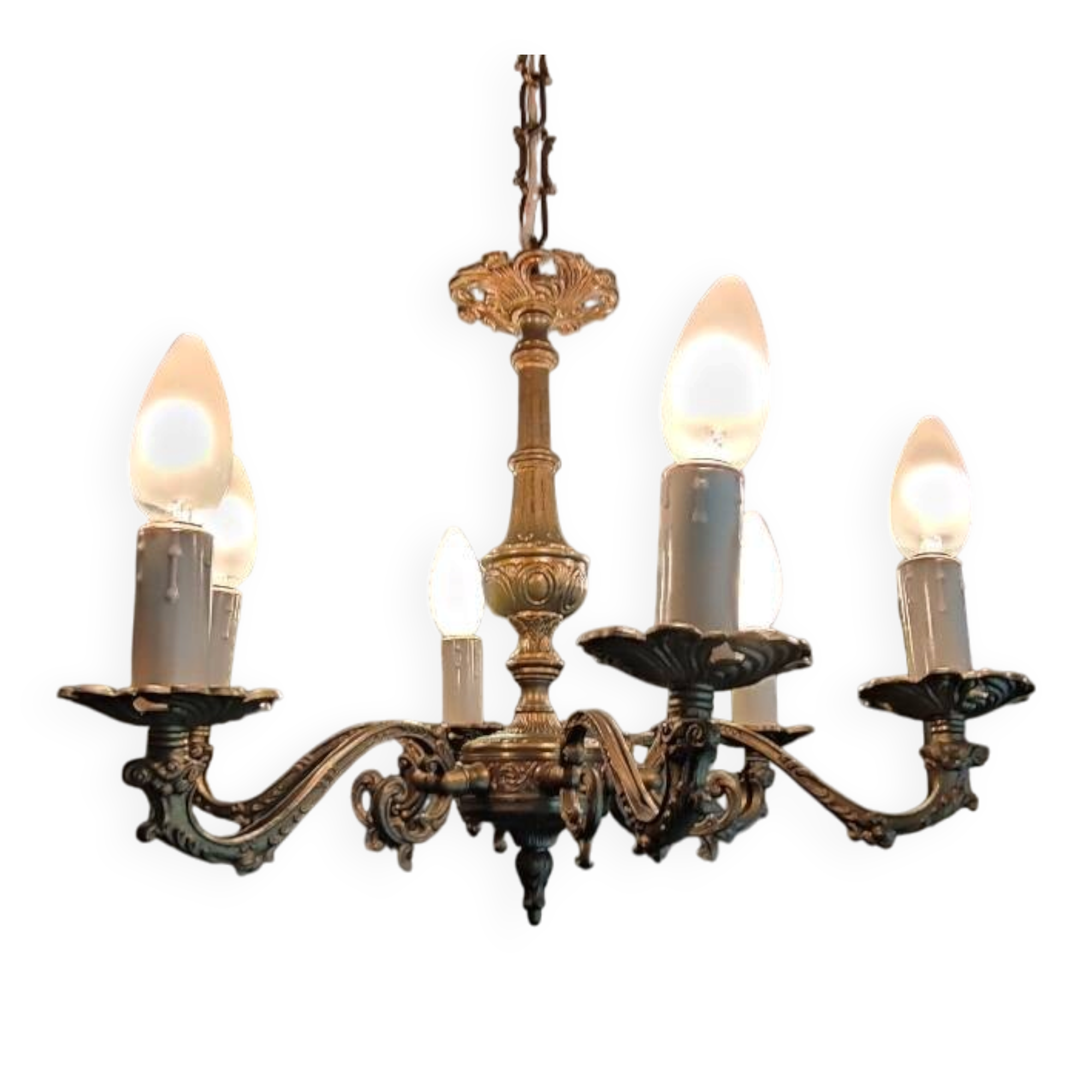 Plafonnier bougeoirs en laiton