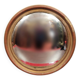 Miroir en bois doré patiné « oeil de sorcière » époque 1900  glace bombée e