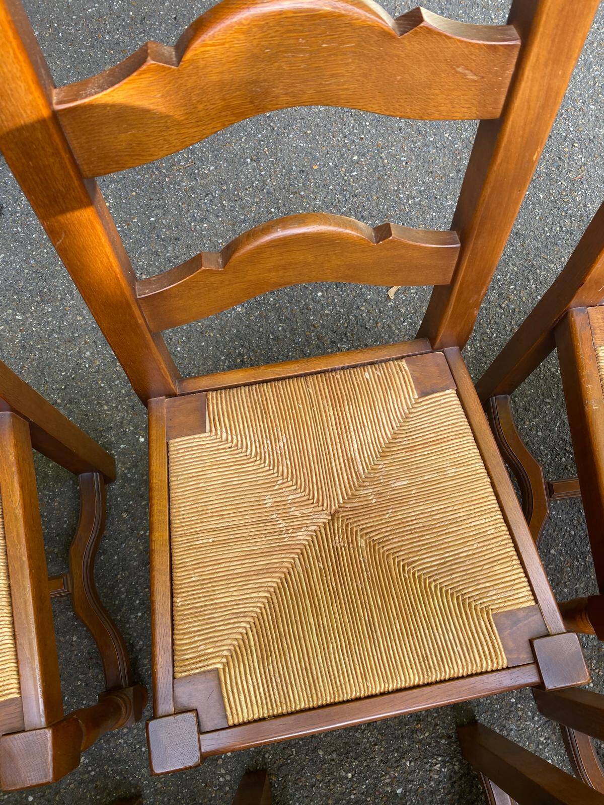 6 chaises à manger paillées dossier haut type ferme