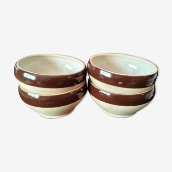 Set of 4 old Digoin sandstone bowls