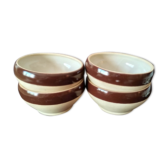 Set of 4 old Digoin sandstone bowls
