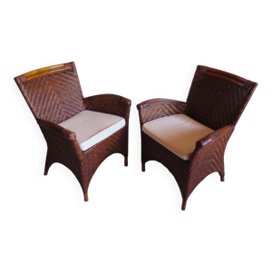Vintage -Lot de 2 fauteuils - rotin