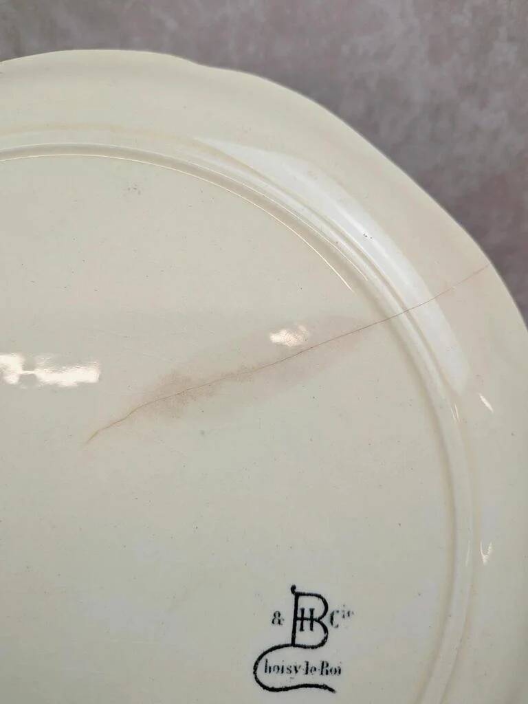 Antique plate Terre de Fer Choisy-le-Roi Hb – Polychrome cock in slipware