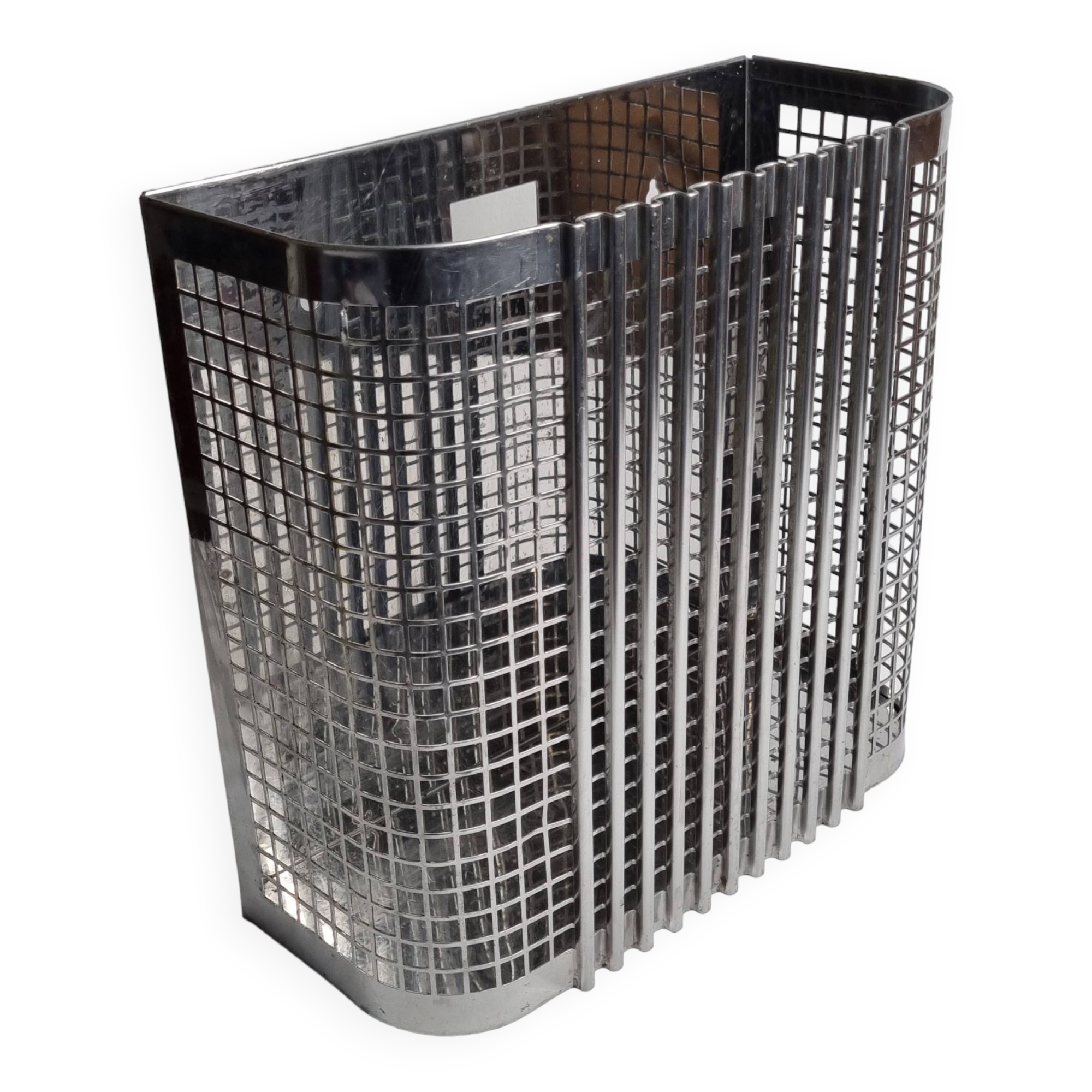 Chromed steel industrial wall paper basket, 60s