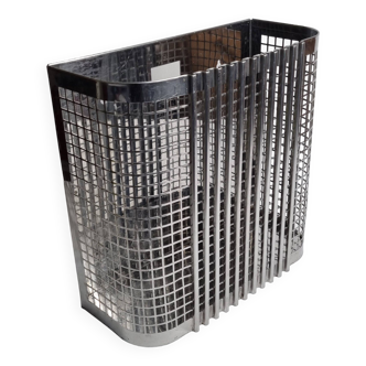 Chromed steel industrial wall paper basket, 60s