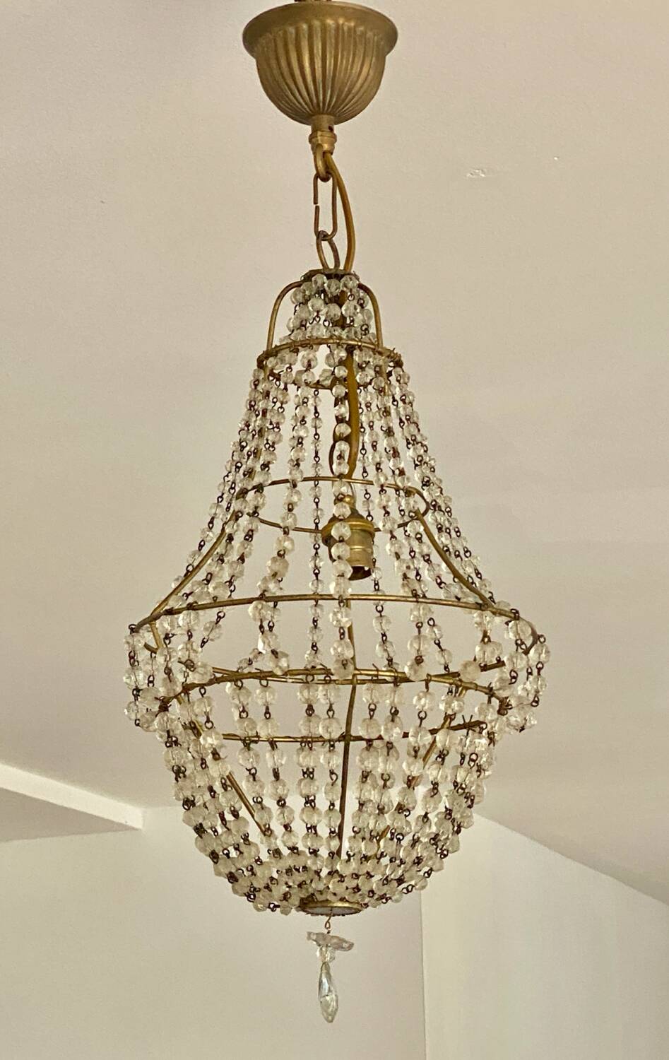 Brass balloon chandelier and glass beads