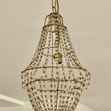 Brass balloon chandelier and glass beads
