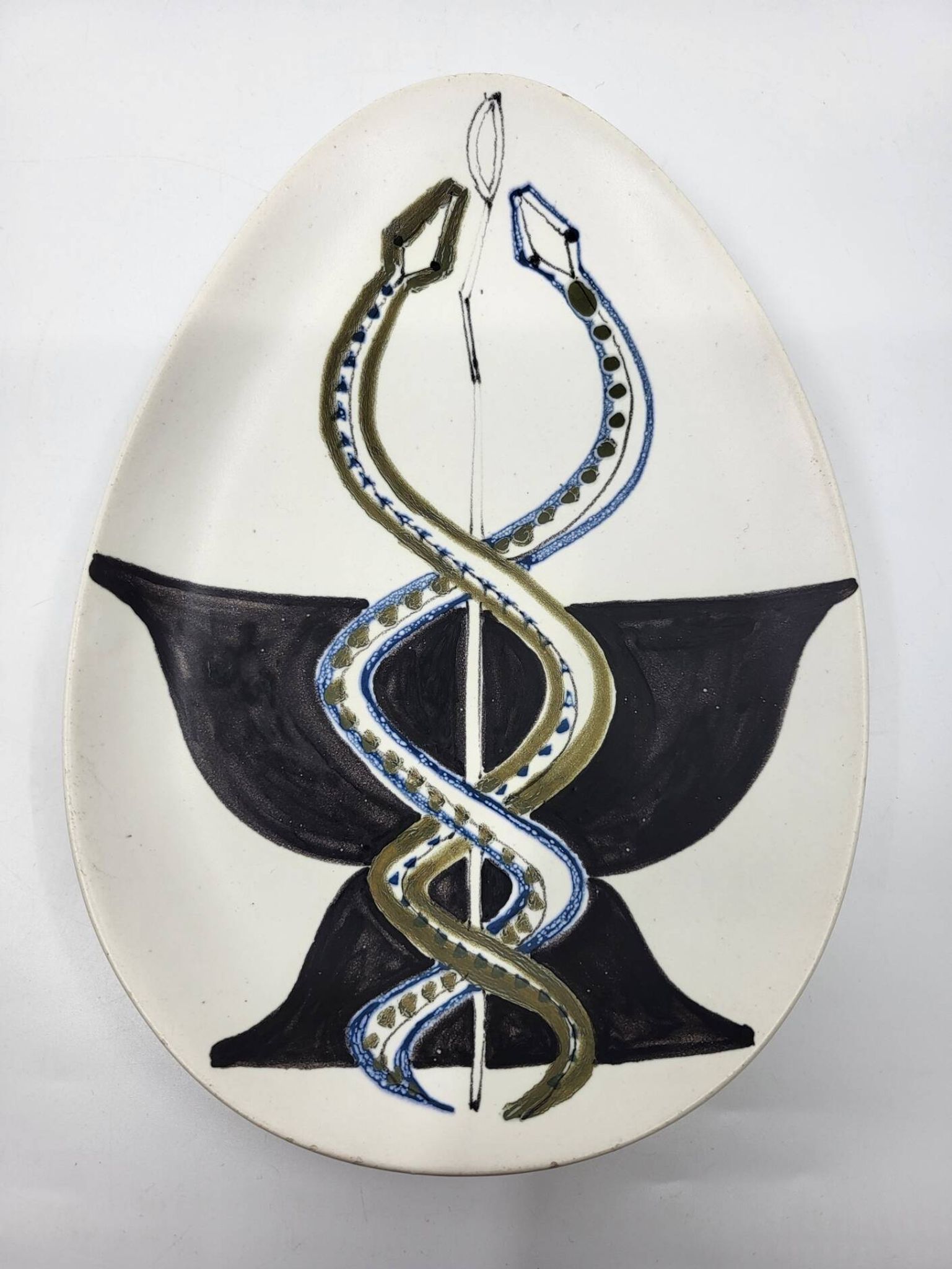 Cup Vide Poche Roger Capron Serpents decor ceramic France 1950