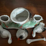 Saxon porcelain storks, condiment set