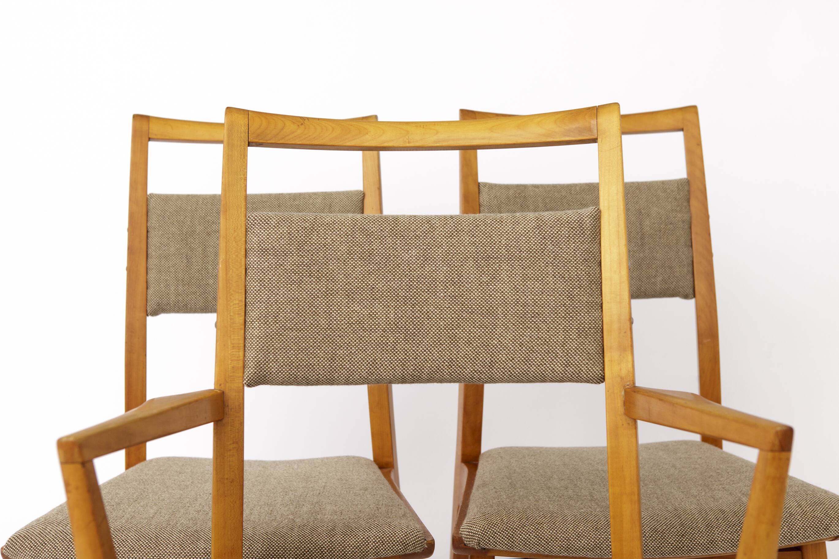 Set of 3 Vintage Beechwood Chairs, 2 Side & 1 Armchair, 1970s, Germany