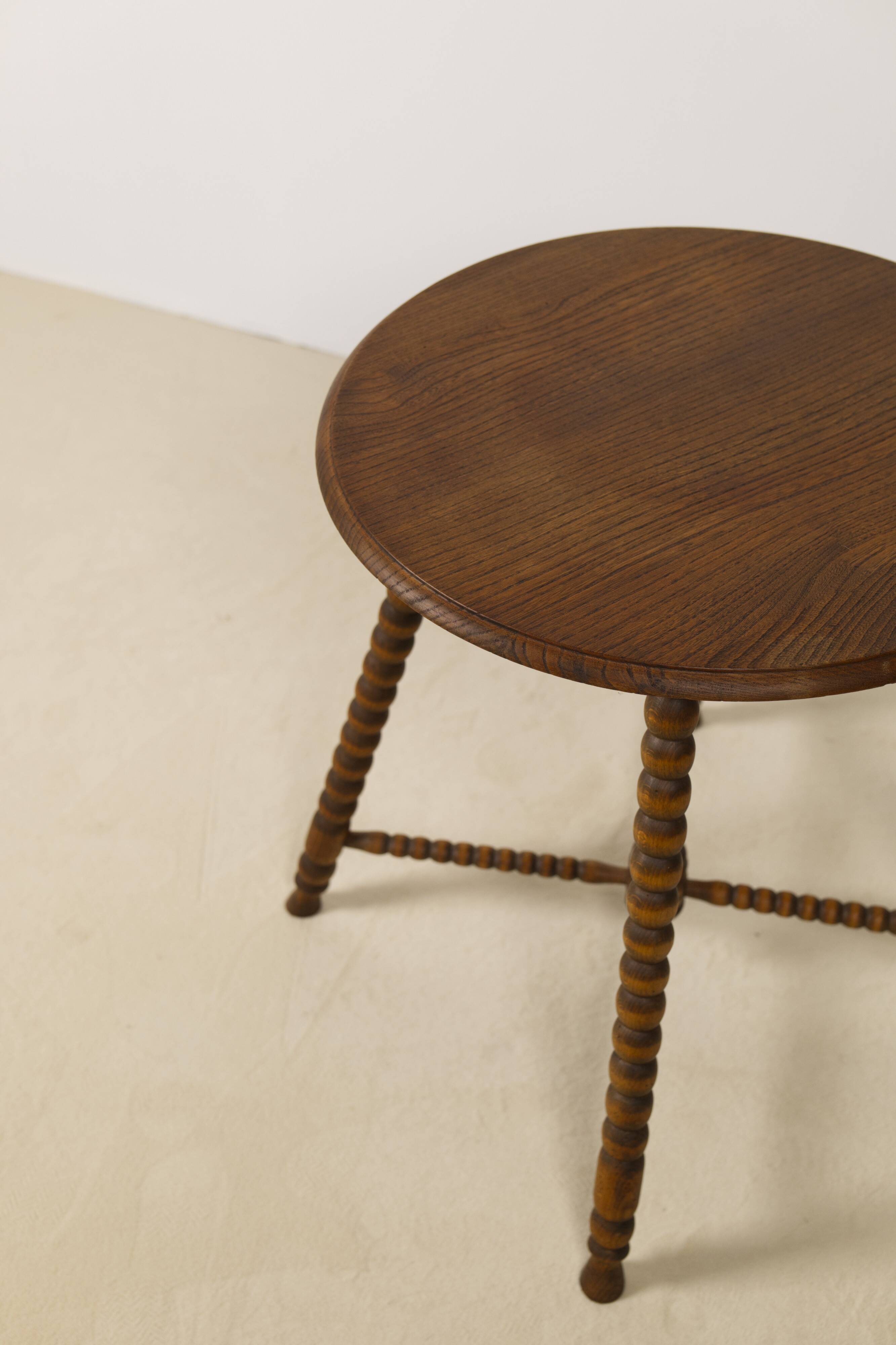 Vintage round Bobbin side table
