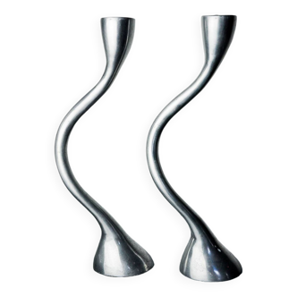 Pair of zigzag candlesticks by art3, Spain, 1970