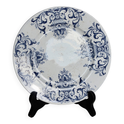 Assiette ancienne terre de fer Creil et Montereau - Service Rouen - Décor b