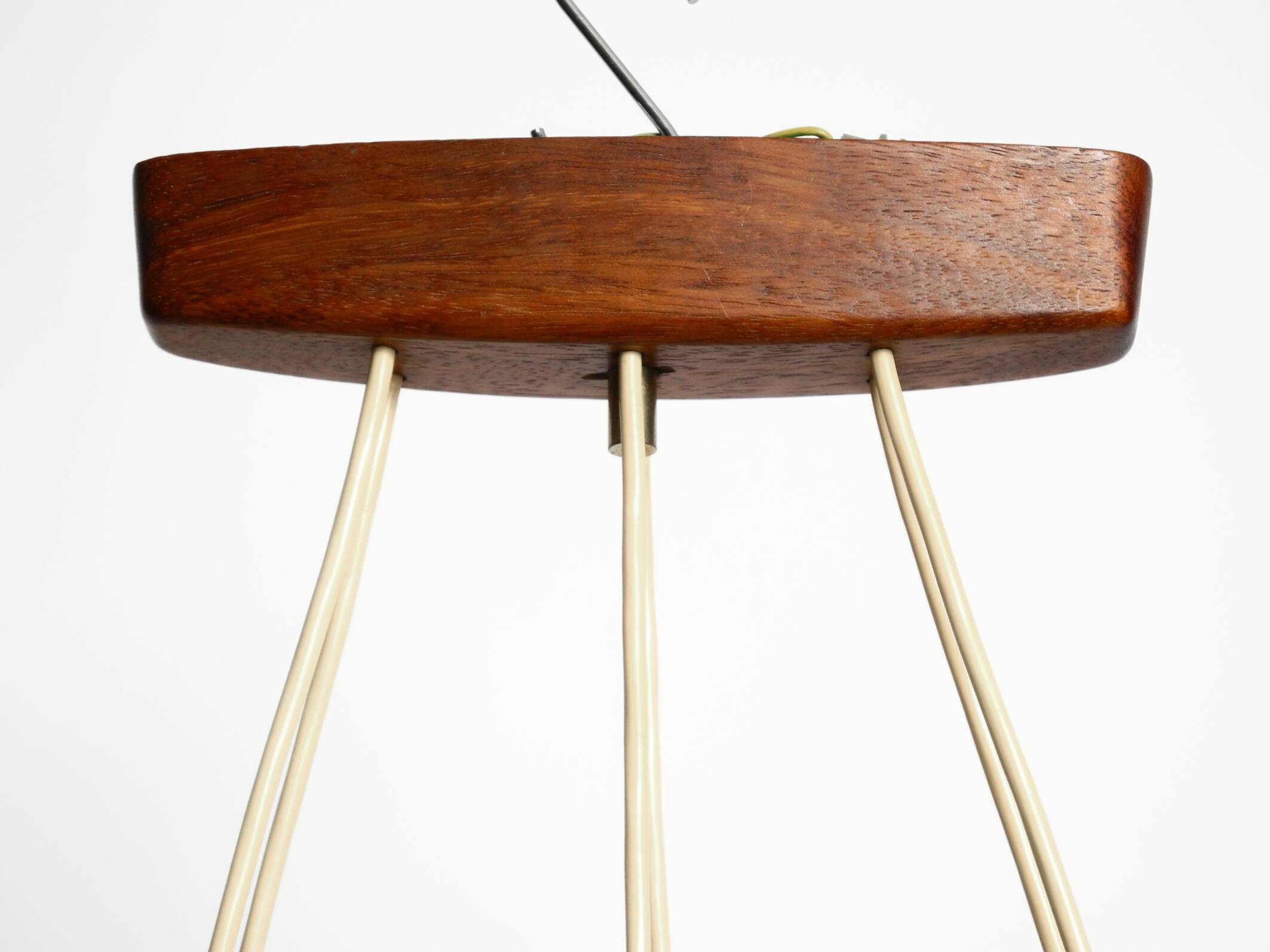 Beautiful 6-armed Scandinavian 1960s ceiling lamp made of teak and with gla