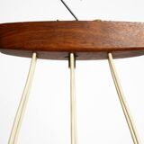 Beautiful 6-armed Scandinavian 1960s ceiling lamp made of teak and with gla