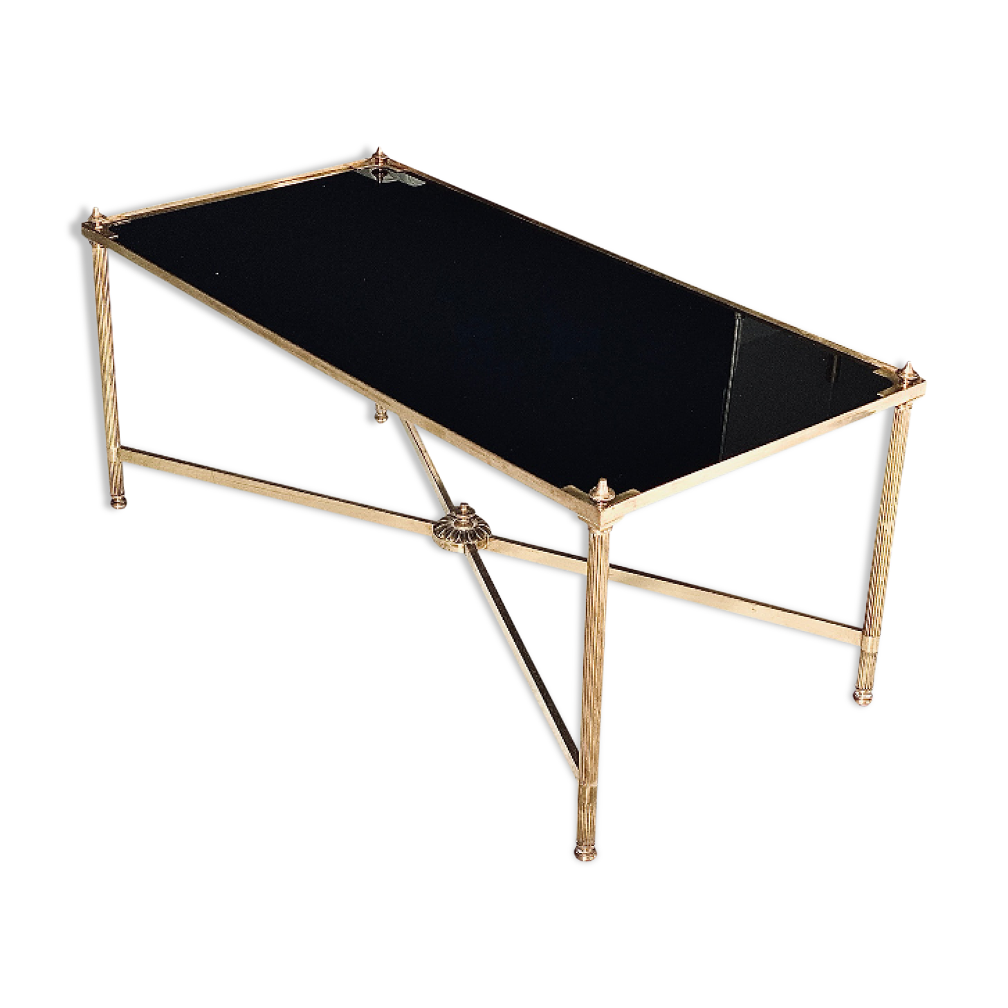 Coffee table glass and brass