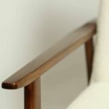 Vintage Armchair Lounge chair White Bouclette Wooden Armchair Mid Century Modern