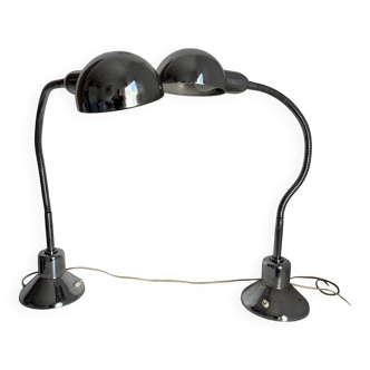 Pair of vintage 1940 Jumo 210 chrome desk lamps - 50 cm