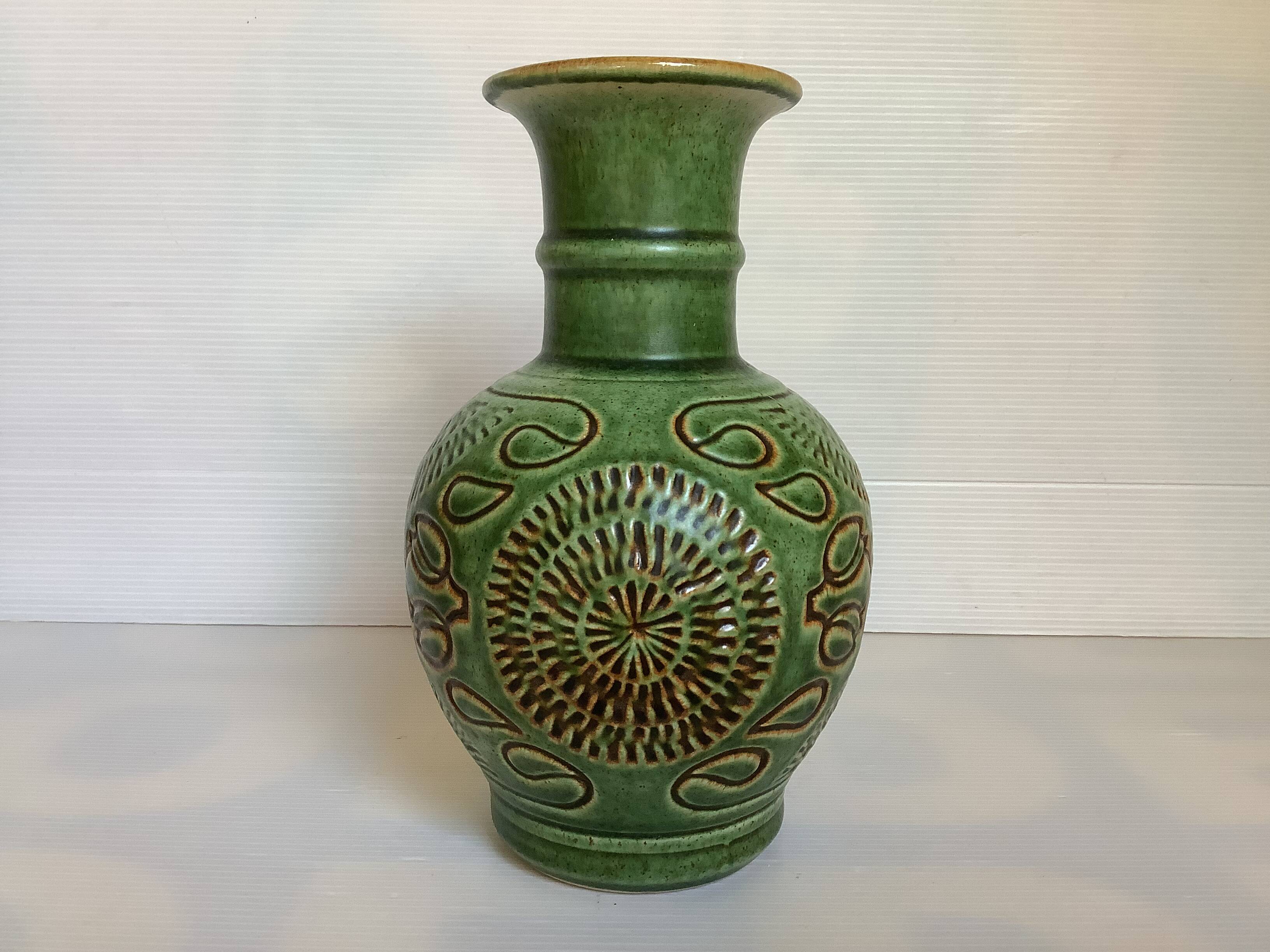 Green vase by Bay Keramik, West Germany.