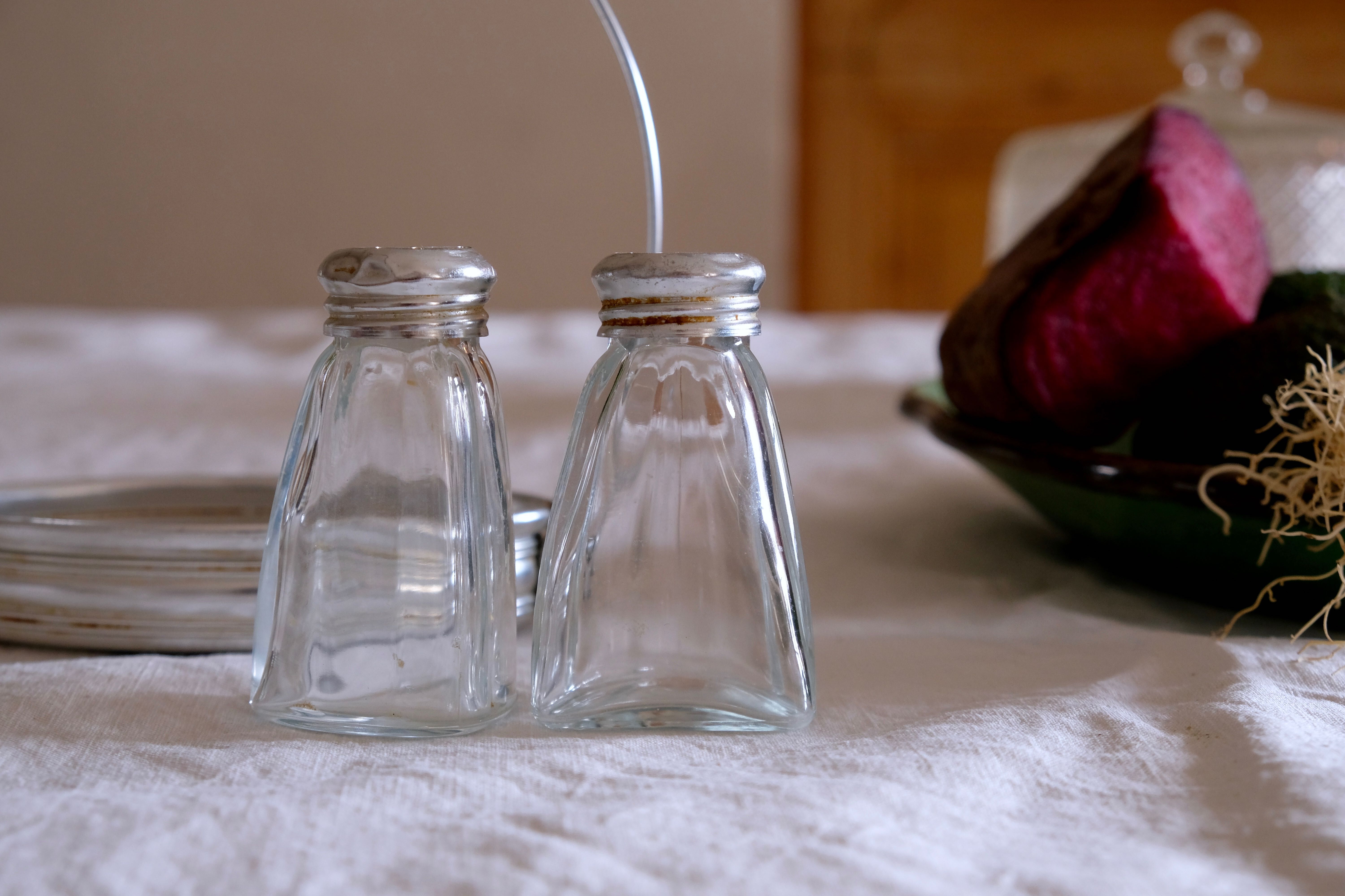 Vintage tablepiece, pepper salt, stainless steel