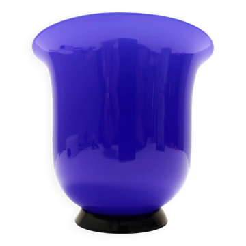 Vase en verre opalin bleu par Paolo Venini, série "Anni Trenta"