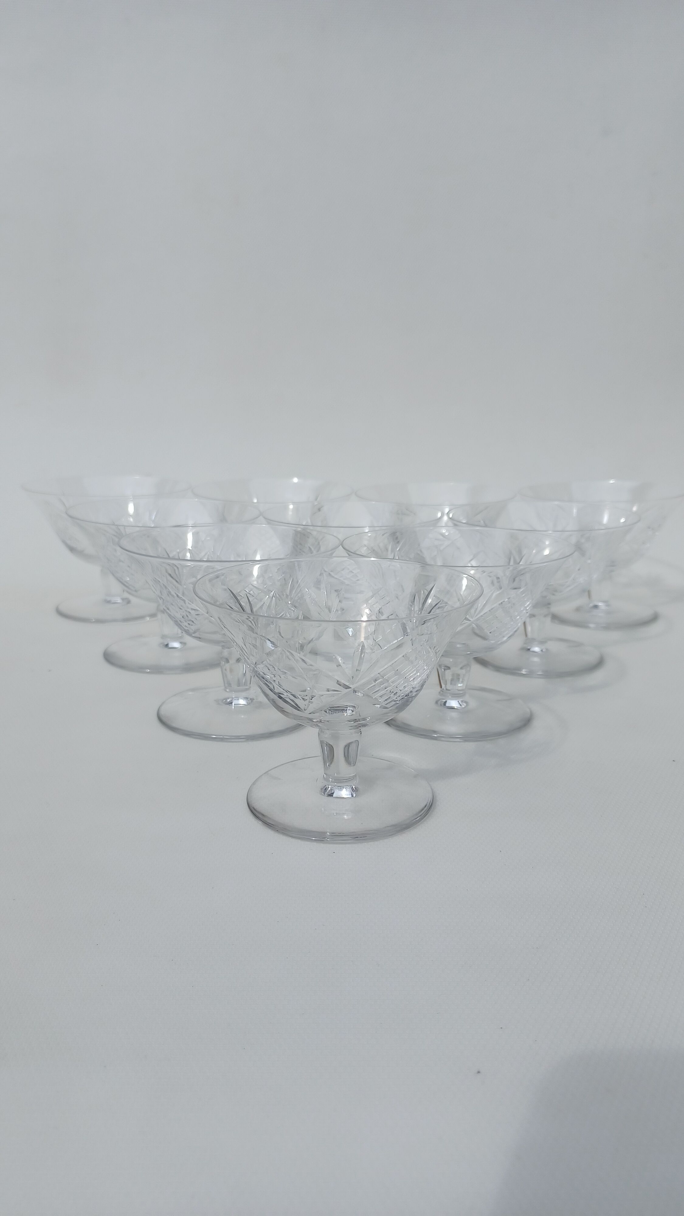 10 crystal champagne glasses from Saint Louis.
