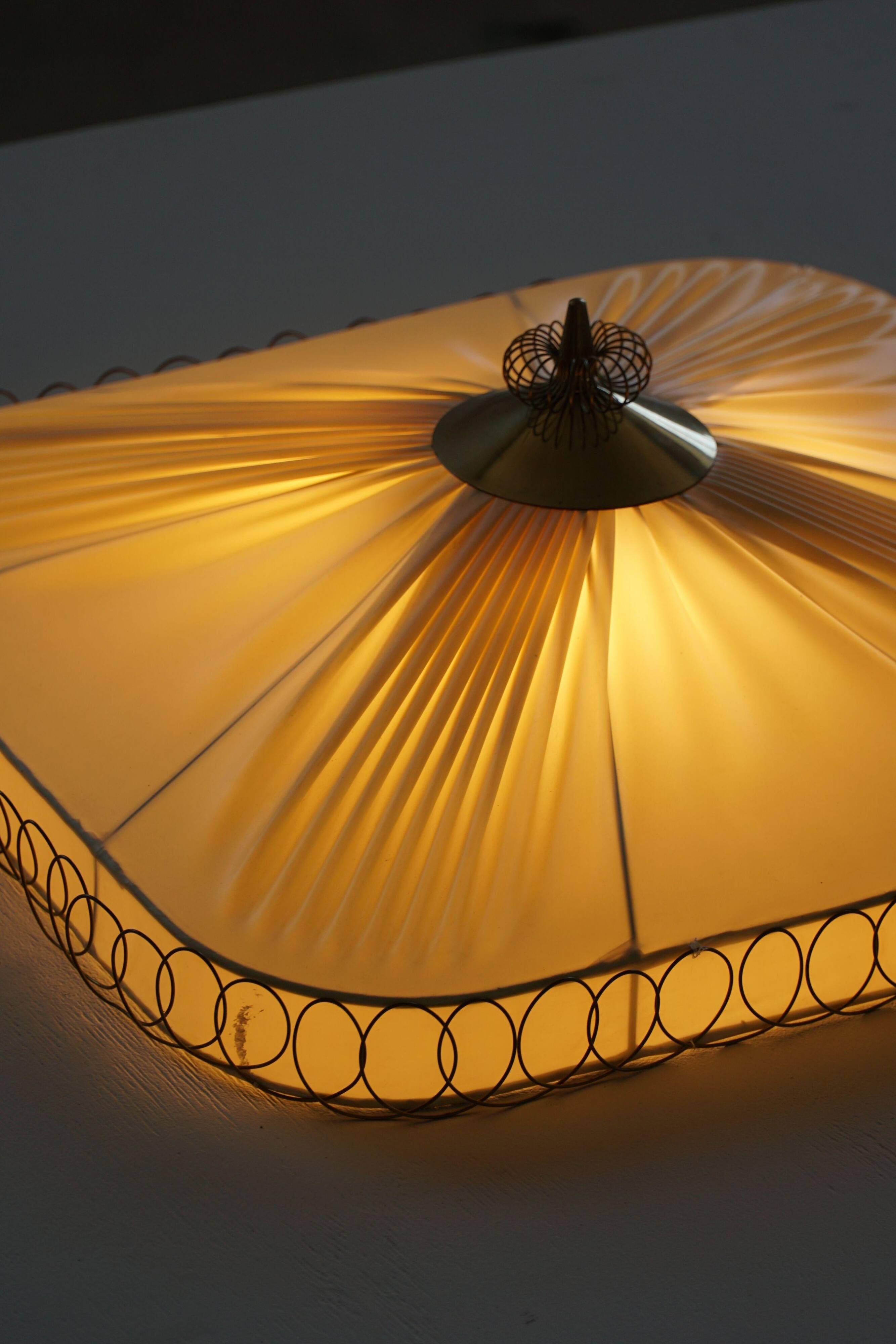 Swedish mid-century ceiling lamp with brass details, 1950s.