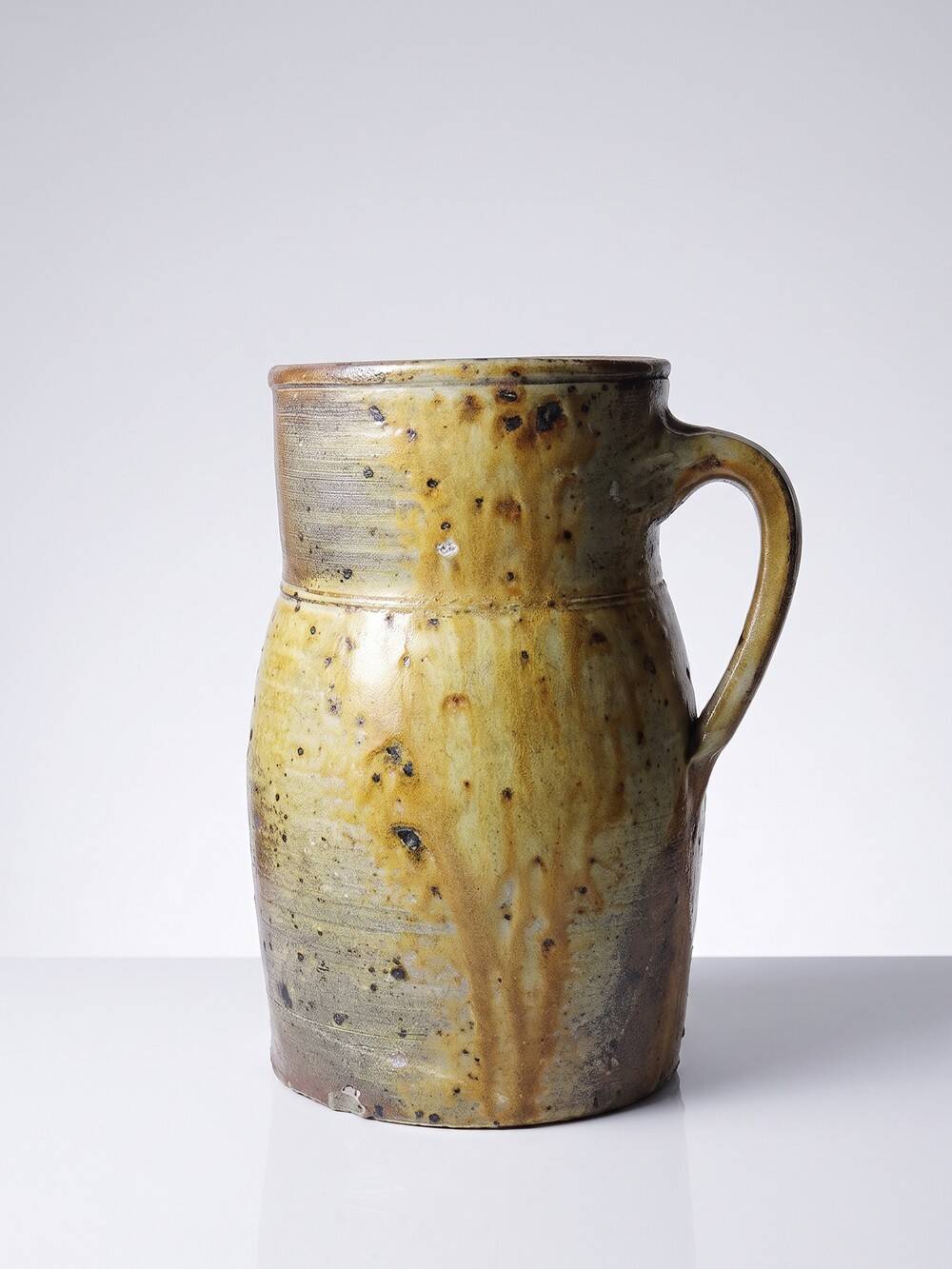 Large antique stoneware jug from Puisaye, pyritic, late 19th century.
