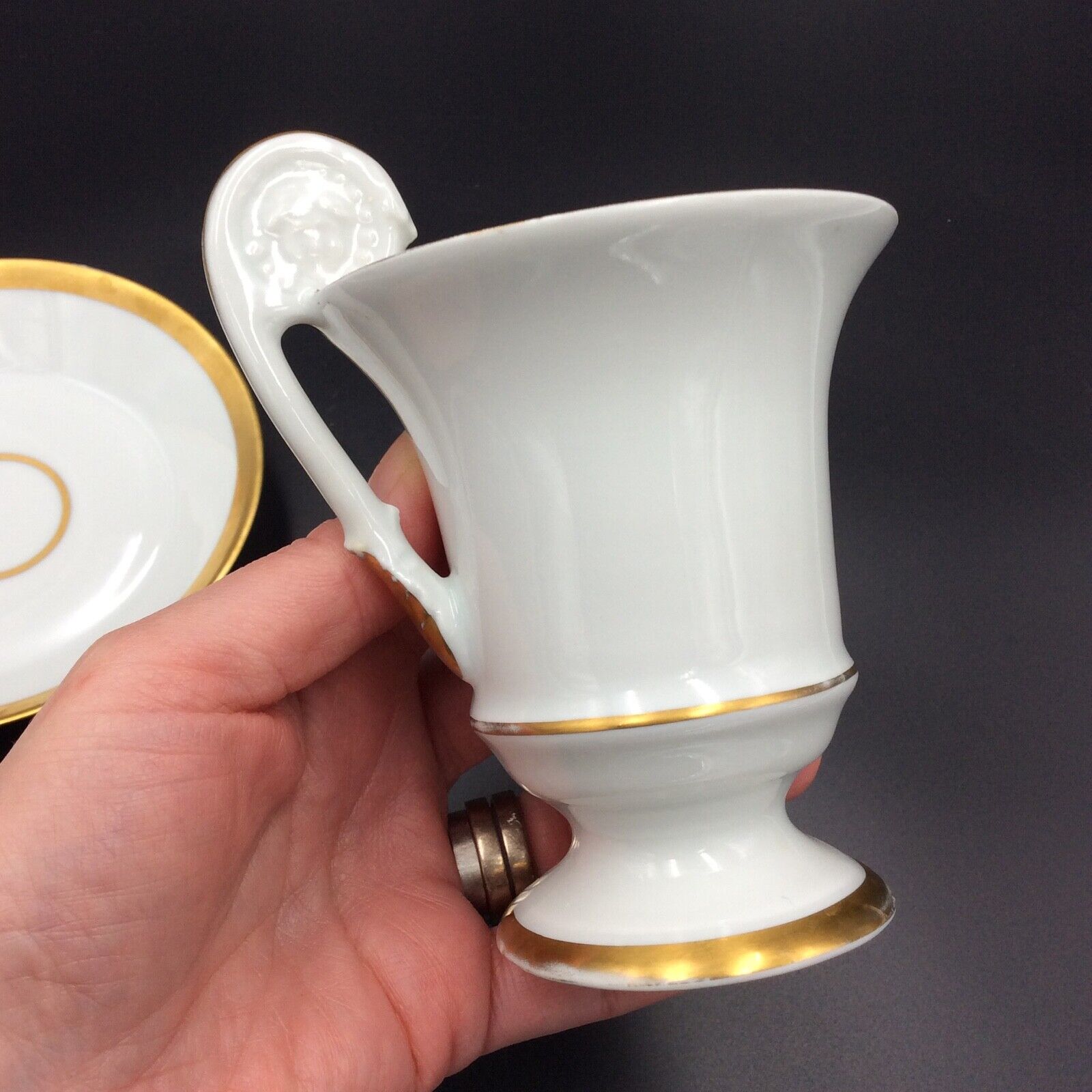 Cup and saucer empire porcelain woman's head on the golden net socket xixè b