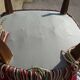 2 antique toad armchairs in red velvet